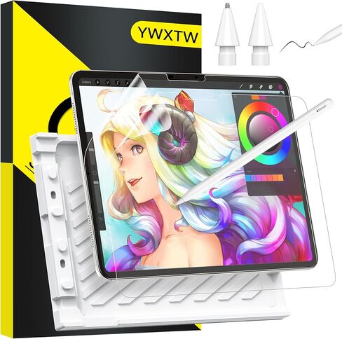 YWXTW 2 Pack Paper-Feel Screen Protector for iPad Pro 11 Inch (M5/M4) 2025/2024 + Replacement Tips for Apple Pencil, Anti-Glare Matte Film with Easy Installation Tray, Write and Draw Like on Paper in Saudi Arabia