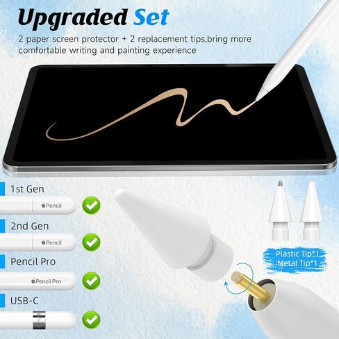 YWXTW 2 Pack Paper-Feel Screen Protector for iPad Pro 11 Inch (M5/M4) 2025/2024 + Replacement Tips for Apple Pencil, Anti-Glare Matte Film with Easy Installation Tray, Write and Draw Like on Paper in Saudi Arabia