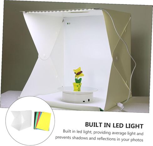 خيمة صندوق إضاءة للتصوير الفوتوغرافي LED قابلة للطي ومحمولة مع شرائط LED مزدوجة، 6 خلفيات ملونة، استوديو صور صغير 30 سم لتصوير المنتجات والمجوهرات in Kuwait