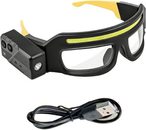 LED Glasses Rechargeable Headlight Glasses with Motion Sensor and Touch Control， 5-Mode Headlamp Glasses, Suitable for Running, Camping, Fishing, Cycling, Hiking, Hands-Free, Lighted Glasses (Blue) in Saudi Arabia