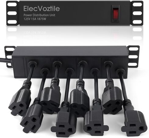 10 inch Rack PDU, 8 Rear Outlets, 1020J Surge Protection &15A Overload Switch, 1U Rackmount, Rack PDU Power Strip for 10-inch Mini Server Network Cabinets/Rack/Self, 6ft Cable in Saudi Arabia