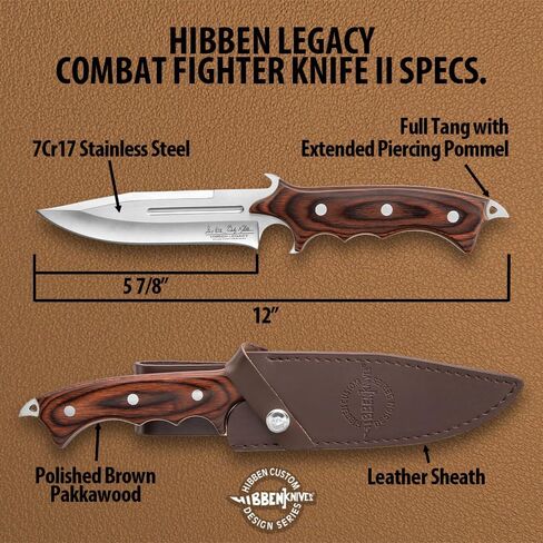 جيل هيبن ليجاسي سكين II | 7CR17 شفرة من الفولاذ المقاوم للصدأ | متسلسلة ومحفورة بالليزر | مقبض خشب الباكاو البني | تانغ كامل | غلاف من الجلد الطبيعي متضمن | الطول الإجمالي 12 بوصة in Kuwait