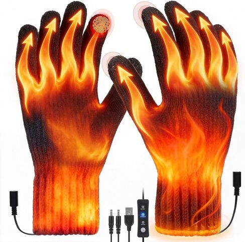 قفازات USB ساخنة للنساء والرجال، قفازات الشتاء قفازات تدفئة اليد كاملة الأصابع 3 مستويات درجة الحرارة قابلة للتعديل تسخين سريع قفازات كهربائية للتزلج في الهواء الطلق وركوب الدراجات والمشي لمسافات طويلة (رمادي) in Saudi Arabia