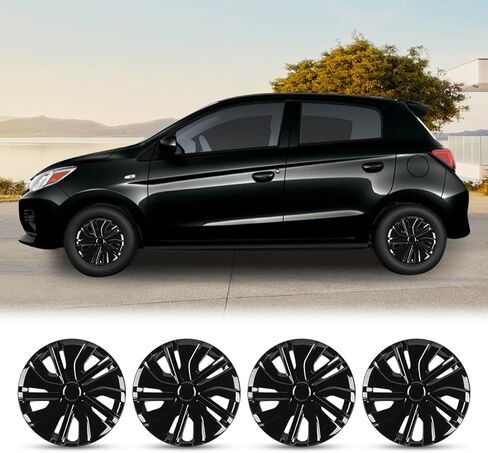 14 Inch Hubcaps Wheel Covers for 2014-2025 Mitsubishi Mirage, R14 Wheel Rims Covers Hub Caps Snap-on Car, PP Material, Set of 4, Silver Lacquer in Saudi Arabia
