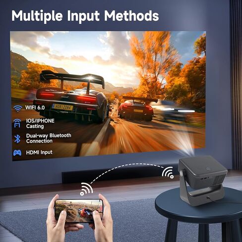 【يدعم تلفزيون Google الرسمي/1500 ANSI/4K】جهاز عرض تلفزيون ذكي مزود بواي فاي وبلوتوث، جهاز عرض محمول أصلي 1080 بكسل، تركيز تلقائي وحجر مفاتيح، إدخال صوتي، جهاز عرض صغير للسينما المنزلية، iOS/Android in Kuwait