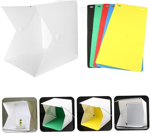 صندوق إضاءة LED صغير محمول للصور مع شرائط LED مزدوجة و6 خلفيات تصوير ملونة، خيمة استوديو قابلة للطي مقاس 30 سم لتصوير المنتجات والمجوهرات in Kuwait