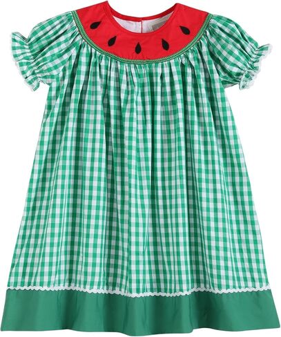 Lil cactus Baby and Girls Green Gingham Watermelon Collar Bishop Dress in Saudi Arabia