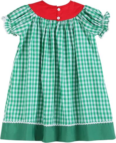 Lil cactus Baby and Girls Green Gingham Watermelon Collar Bishop Dress in Saudi Arabia