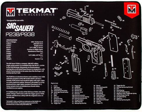 TekMat Ultra 20 Premium 15" X 20" - 1/4" Thick Oil Resistant Non-Slip Waterproof Stitched Edges Handgun Cleaning Mat for use with SIG SAUER in Saudi Arabia