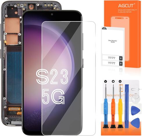 TFT لشاشة Samsung Galaxy S23 البديلة لشاشة Samsung S23 LCD SM-S911B SM-S911U LCD تعمل باللمس محول رقمي شاشة سوداء مع إطار in Kuwait