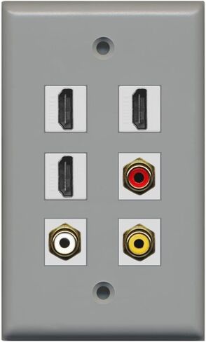 RiteAV - 3 HDMI 1 Port RCA Red 1 Port RCA White 1 Port RCA Yellow Wall Plate - Brown in Saudi Arabia
