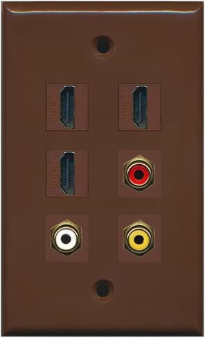 RiteAV - 3 HDMI 1 Port RCA Red 1 Port RCA White 1 Port RCA Yellow Wall Plate - Brown in Saudi Arabia