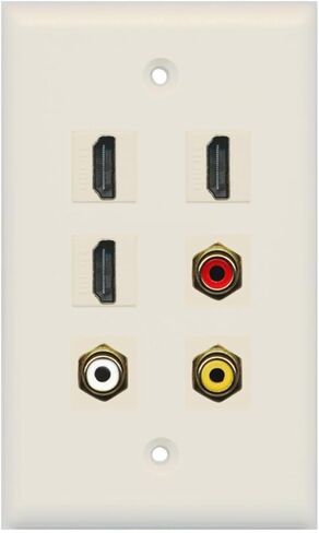 RiteAV - 3 HDMI 1 Port RCA Red 1 Port RCA White 1 Port RCA Yellow Wall Plate - Brown in Saudi Arabia