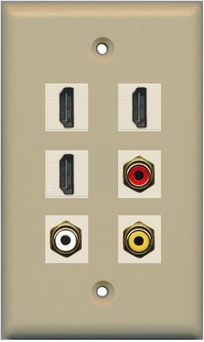 RiteAV - 3 HDMI 1 Port RCA Red 1 Port RCA White 1 Port RCA Yellow Wall Plate - Brown in Saudi Arabia
