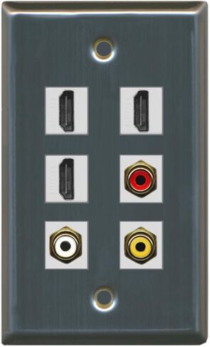 RiteAV - 3 HDMI 1 Port RCA Red 1 Port RCA White 1 Port RCA Yellow Wall Plate - Brown in Saudi Arabia