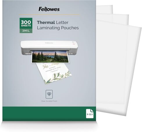Fellowes Thermal Clear Laminating Pouches, Letter Size Sheets, 3 Mil, 200pk | Premium Protection, Dry-Erase Friendly, Perfect for Classroom School Supplies & Projects, For Use with All Thermal Laminators in Kuwait