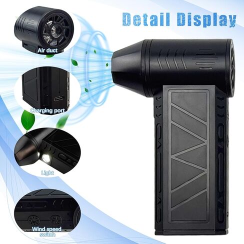 Flylin Compressed Air Cleaner, High Speed Blower Turbo Fan with Flashlight and 10pcs Brush, 3-Speed Adjustable Cordless Electric Air Duster for PC/Keyboard/Electronics/Car/Home/Outdoor Use in Saudi Arabia