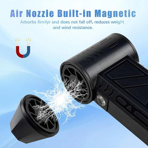 Flylin Compressed Air Cleaner, High Speed Blower Turbo Fan with Flashlight and 10pcs Brush, 3-Speed Adjustable Cordless Electric Air Duster for PC/Keyboard/Electronics/Car/Home/Outdoor Use in Saudi Arabia