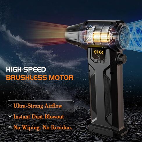 Cordless Electric Air Duster, 150000 RPM Rechargeable Compressed Air Blower for PC, Keyboard & Car Cleaning, Adjustable Speed with LED Light (FE-J35) in Saudi Arabia