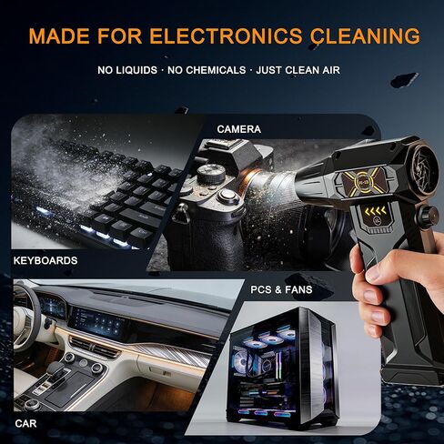 Cordless Electric Air Duster, 150000 RPM Rechargeable Compressed Air Blower for PC, Keyboard & Car Cleaning, Adjustable Speed with LED Light (FE-J35) in Saudi Arabia
