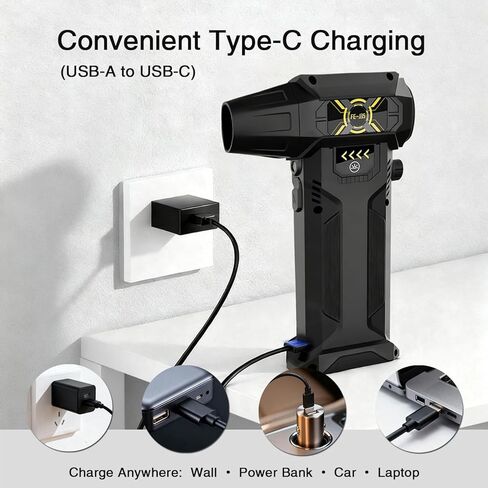 Cordless Electric Air Duster, 150000 RPM Rechargeable Compressed Air Blower for PC, Keyboard & Car Cleaning, Adjustable Speed with LED Light (FE-J35) in Saudi Arabia