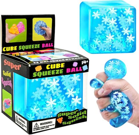 Purple Squeeze Cube with Glow in The Dark Snowflakes Inside，Squishy Fidget Gummy Toys ， Luminous Sensory Toys for Kids Autism , Maltose Balls for Anxiety Stress Relief Gifts for Kids in Kuwait