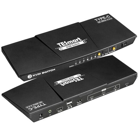 محول TESmart USB-C KVM 3 في 1، لـ 3 أجهزة كمبيوتر وشاشة واحدة، نوع C KVM، 4k@60 هرتز، طاقة إمداد للكمبيوتر المحمول المتصل بالمنفذ 1 in Saudi Arabia