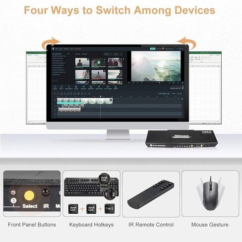 محول TESmart USB-C KVM 3 في 1، لـ 3 أجهزة كمبيوتر وشاشة واحدة، نوع C KVM، 4k@60 هرتز، طاقة إمداد للكمبيوتر المحمول المتصل بالمنفذ 1 in Saudi Arabia