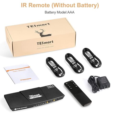 محول TESmart USB-C KVM 3 في 1، لـ 3 أجهزة كمبيوتر وشاشة واحدة، نوع C KVM، 4k@60 هرتز، طاقة إمداد للكمبيوتر المحمول المتصل بالمنفذ 1 in Saudi Arabia