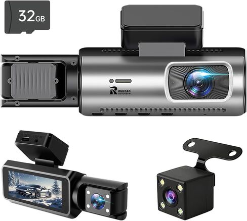 Dash Cam Front and Rear, 1080P Dash Camera for Cars, 4 Channel Car Camera (Front/Rear/Inside*2) with 64GB Card, Loop Recording, Night Vision, HDR, G-Sensor, Reversing lmage Assist, Support 256 GB Max in Saudi Arabia
