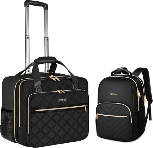 YTONET ROLLING LAPTOP BAG WOMES ، حقيبة Rolling Rolling للنساء ، حقيبة كمبيوتر محمول 17.3 بوصة مع عجلات حقيبة كمبيوتر محمولة للعمل في كلية سفر. in Kuwait