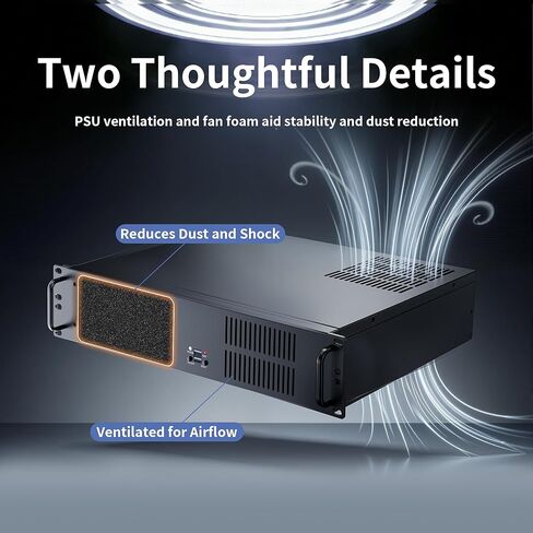 هيكل 2U Rackmount، حافظة خادم Micro-ATX، يدعم 2 × 3.5 محرك أقراص ثابتة و1 × 2.5 SSD، متوافق مع ATX PSU، 4 فتحات PCIe، تبريد جيد التهوية، منافذ USB in Kuwait