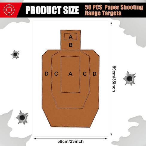 50 حزمة من أهداف الرماية الورقية مقاس 23 بوصة × 35 بوصة صورة ظلية لهدف ورقي تكتيكي USPSA/IPSC لأهداف التدريب على الجذع لمسابقات الرماية والتدريب على المسابقات in Kuwait