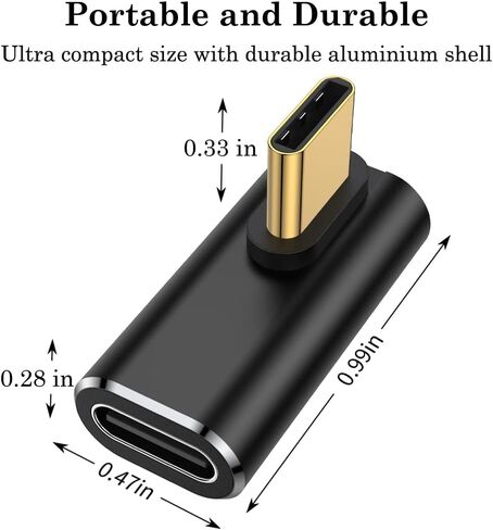 محول USB C 90 درجة (عبوتان)، موصل USB من النوع C على شكل حرف L يسار ويمين لأجهزة Meta Quest وMacBook وiMac وiPad وiPhone 16 15 Series وأجهزة أخرى من النوع C أو Thunderbolt 4/3 - أسود in Saudi Arabia