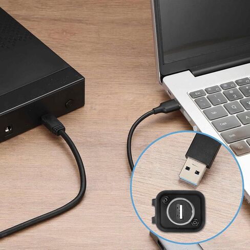 2Pcs USB2.0 Panel Mount Adapter, Female to Female Panel Mount Connector Socket USB Data Extension Coupler Adapter with Dust Cover for Data Transfer/Charging, Silver in Saudi Arabia