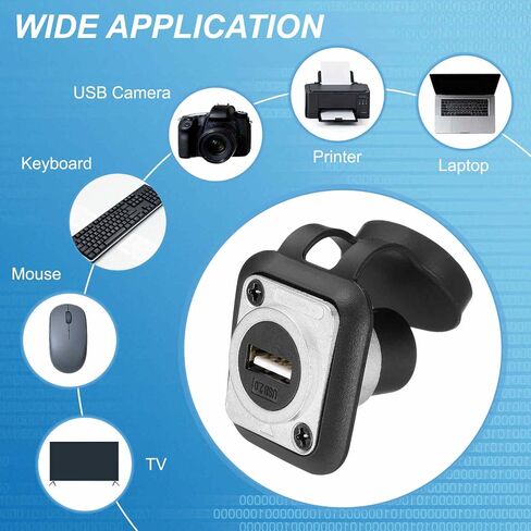 2Pcs USB2.0 Panel Mount Adapter, Female to Female Panel Mount Connector Socket USB Data Extension Coupler Adapter with Dust Cover for Data Transfer/Charging, Silver in Saudi Arabia