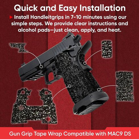 Handleitgrips Gun Grip Tape Compatible with MAC9 DS Edge Series | Pistol Grip Tape with Inserts | Gun Accessories | Veteran Owned | Made in USA in Kuwait