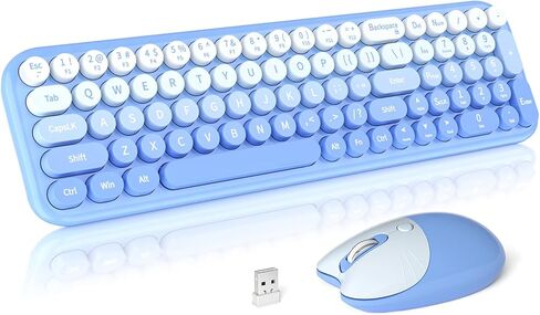 Wireless Keyboard Mouse Combo, Portable Retro Keyboard with Compact Size, 2 in 1 USB Connected Mouse for Windows PC, Laptop, Computer, Desktop, Home and Office Use in Saudi Arabia