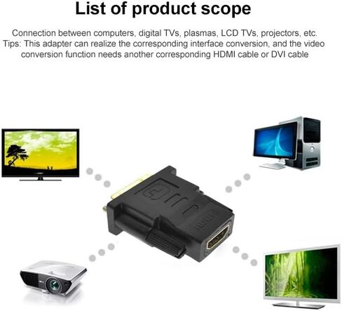 DVI-D 24+1 Pin Male to HDMI 19 Pin Female Adapter for Monitor/HDTV in Saudi Arabia