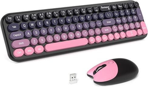 Wireless Keyboard Mouse Combo, Portable Retro Keyboard with Compact Size, 2 in 1 USB Connected Mouse for Windows PC, Laptop, Computer, Desktop, Home and Office Use in Saudi Arabia