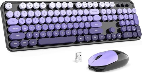 Wireless Keyboard Mouse Combo, Portable Retro Keyboard with Compact Size, 2 in 1 USB Connected Mouse for Windows PC, Laptop, Computer, Desktop, Home and Office Use in Saudi Arabia