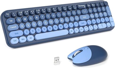 Wireless Keyboard Mouse Combo, Portable Retro Keyboard with Compact Size, 2 in 1 USB Connected Mouse for Windows PC, Laptop, Computer, Desktop, Home and Office Use in Saudi Arabia