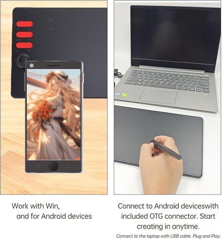 Fafeicy Q5 Drawing Tablet, 7.68x4.80in Drawing Area with 16384 Pressure Levels Battery Free Stylus, 6 Shortcut Keys, Tilt Support, for Win Mac Illustrator (Q5) in Saudi Arabia
