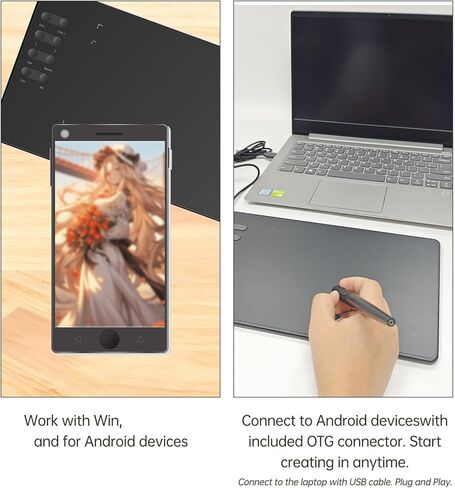 Graphics Drawing Tablet, Active Area with 16384 Pressure Levels and 8 Shortcut Keys, Compatible with Win macOS for Digital Artists Designers Students (P5) in Kuwait