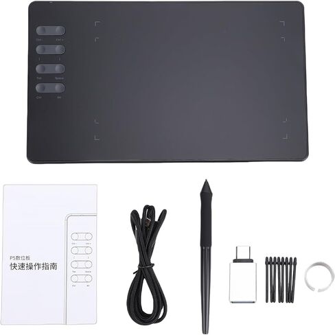 Graphics Drawing Tablet, Active Area with 16384 Pressure Levels and 8 Shortcut Keys, Compatible with Win macOS for Digital Artists Designers Students (P5) in Kuwait