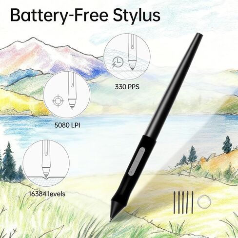 Graphics Drawing Tablet, Active Area with 16384 Pressure Levels and 8 Shortcut Keys, Compatible with Win macOS for Digital Artists Designers Students (P5) in Kuwait