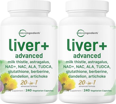 Liver Detox, 480 Veggie Capsules | 20-in-1 Advanced Complex + Milk Thistle, Dandelion, NAD, NAC, ALA, TUDCA, Glutathione, Artichoke, Turmeric, & Astragalus | Liver Cleanse & Repair Supplement in Saudi Arabia
