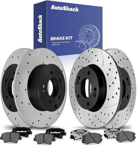 AutoShack Front & Rear Brake Rotors Ceramic Brake Pads | Replacement For 2012-2013 Kia Soul 1.6L 2.0L FWD | 12-PC Brake Kit in Saudi Arabia
