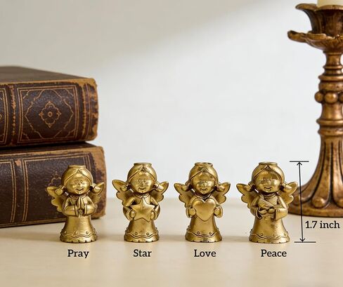 4 Pack Gold Little Angel Figurines 1.7 inch Miniature Angels Girl Cute Adorable Tiny Cherub Statue Resin Sculpture Indoor Outdoor Home Garden Decor in Saudi Arabia