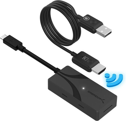SABRENT Wireless HDMI USB C Screen Mirroring Kit, 1080p 60Hz Transmitter & Receiver, Plug and Play USB C to HDMI Adapter for Laptop Phone Tablet TV Projector (DA-TCHR) in Saudi Arabia